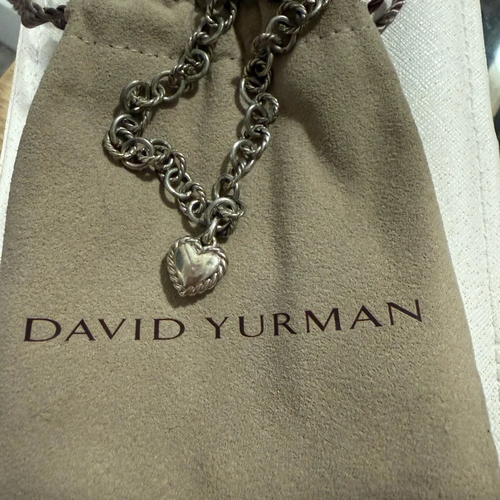 NEW David Yurman Diamond Heart Cable Bracelet – Sterling Silver